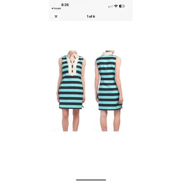 STS Sail to Sable | Dress | Sz M | Navy Turquoise Sleeveless | Nautical Stripe - Picture 1 of 11